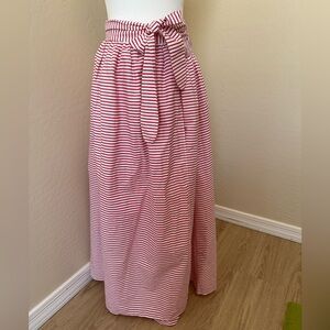 Mara Hoffman Red and White Striped Wrap Maxi Skirt with Tie Waist
